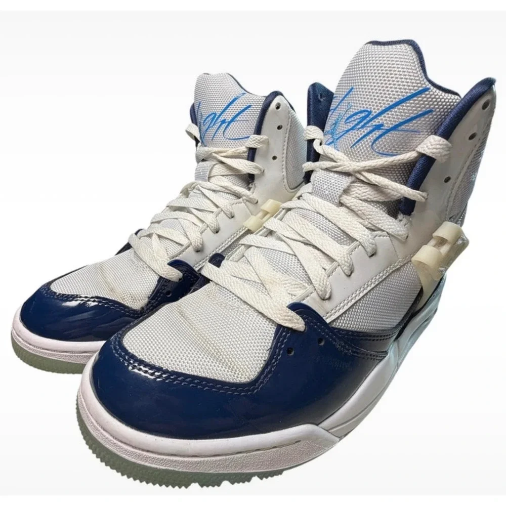 Jordan Flight Origin 4 White Midnight Navy High Top Sneakers 921196-100 Mens 8